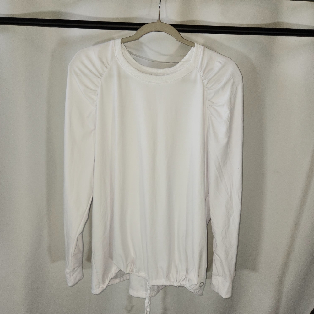 Pro Player Women's White Long Sleeve Cinch Waist Shirt Size L